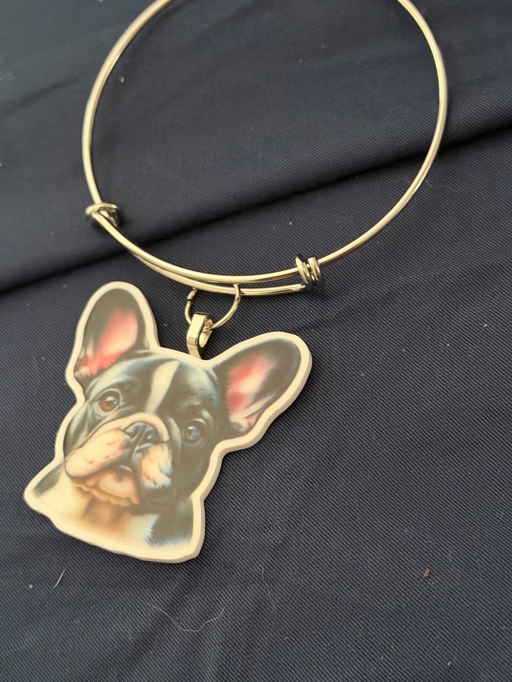 French Bulldog Charm Bangle Bracelet - Pet Lover Jewelry